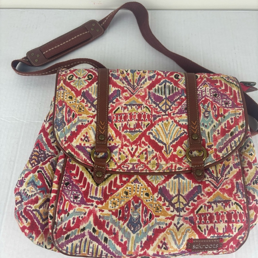 Sakroots Convertible Backpack Shoulder Bag-Mult Colored Boho Pattern Canvas